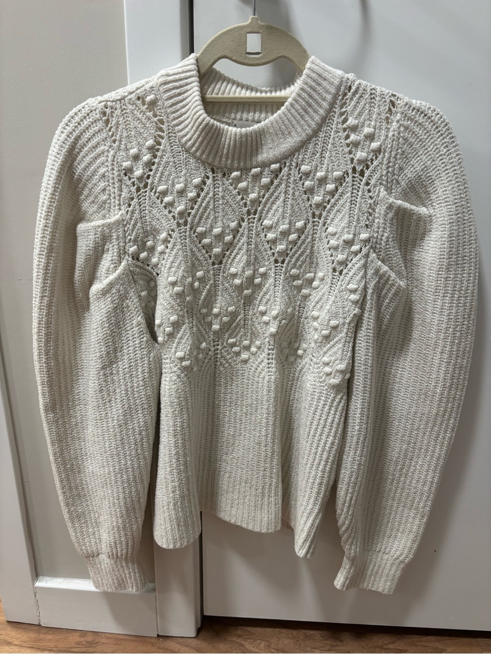 a new day Cream Textured Cable Pom-Pom Turtleneck Sweater